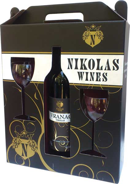 Nikolas Wines Crno vino 750 ml + 2 čaše