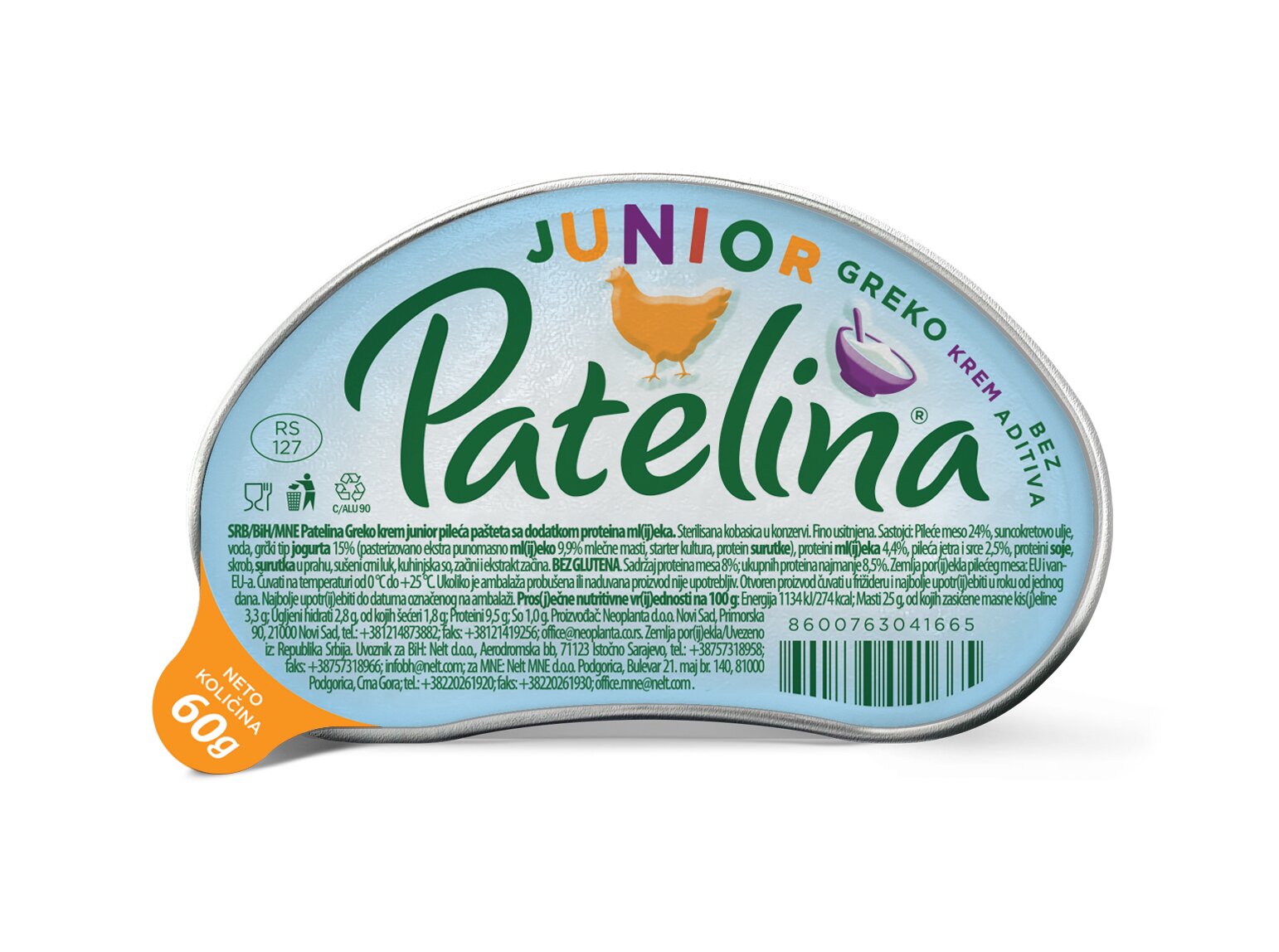 Patelina pašteta junior greko krem 60 g